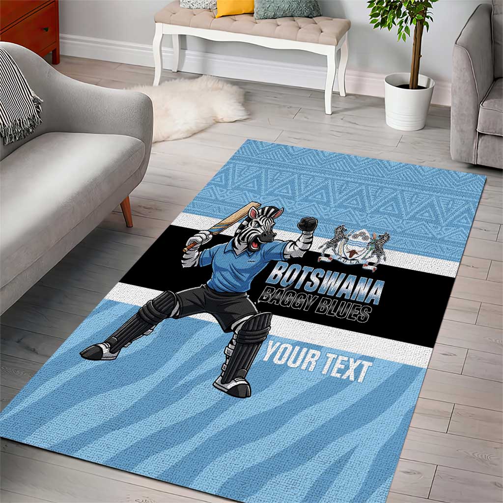 Afro Cricket Botswana Custom Area Rug Go Baggy Blues Zebra Mascot - African Pride