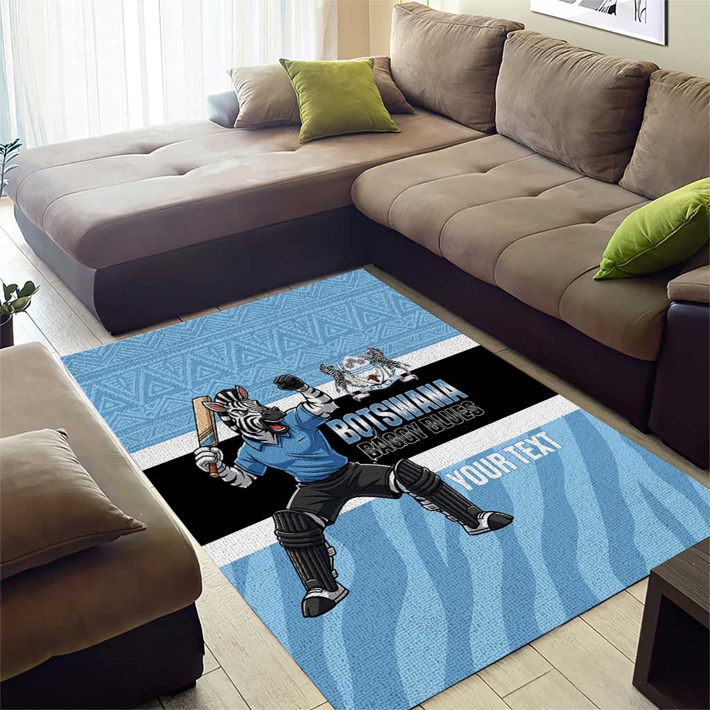 Afro Cricket Botswana Custom Area Rug Go Baggy Blues Zebra Mascot - African Pride