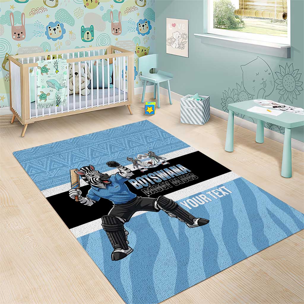 Afro Cricket Botswana Custom Area Rug Go Baggy Blues Zebra Mascot - African Pride