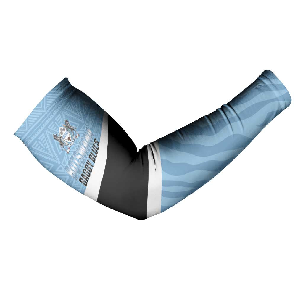 Custom Botswana Cricket Arm Sleeves Go Baggy Blues Zebra Mascot