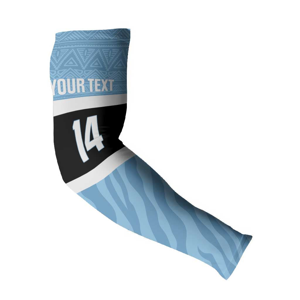 Custom Botswana Cricket Arm Sleeves Go Baggy Blues Zebra Mascot