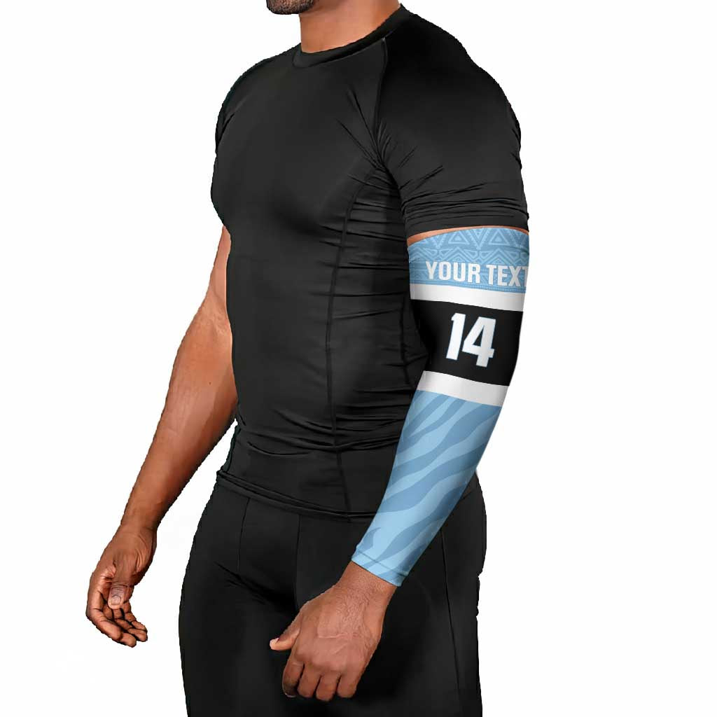 Custom Botswana Cricket Arm Sleeves Go Baggy Blues Zebra Mascot