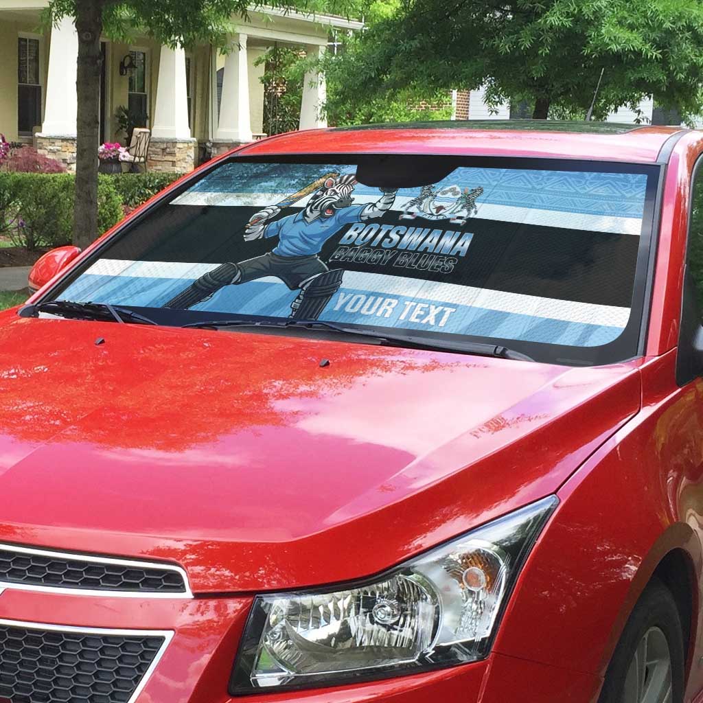 Custom Botswana Cricket Auto Sun Shade Go Baggy Blues Zebra Mascot