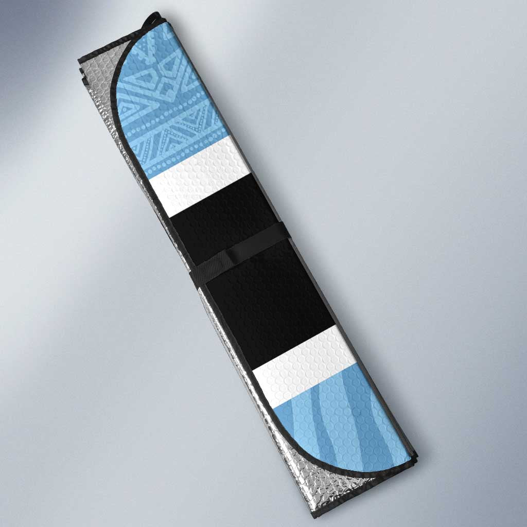 Custom Botswana Cricket Auto Sun Shade Go Baggy Blues Zebra Mascot