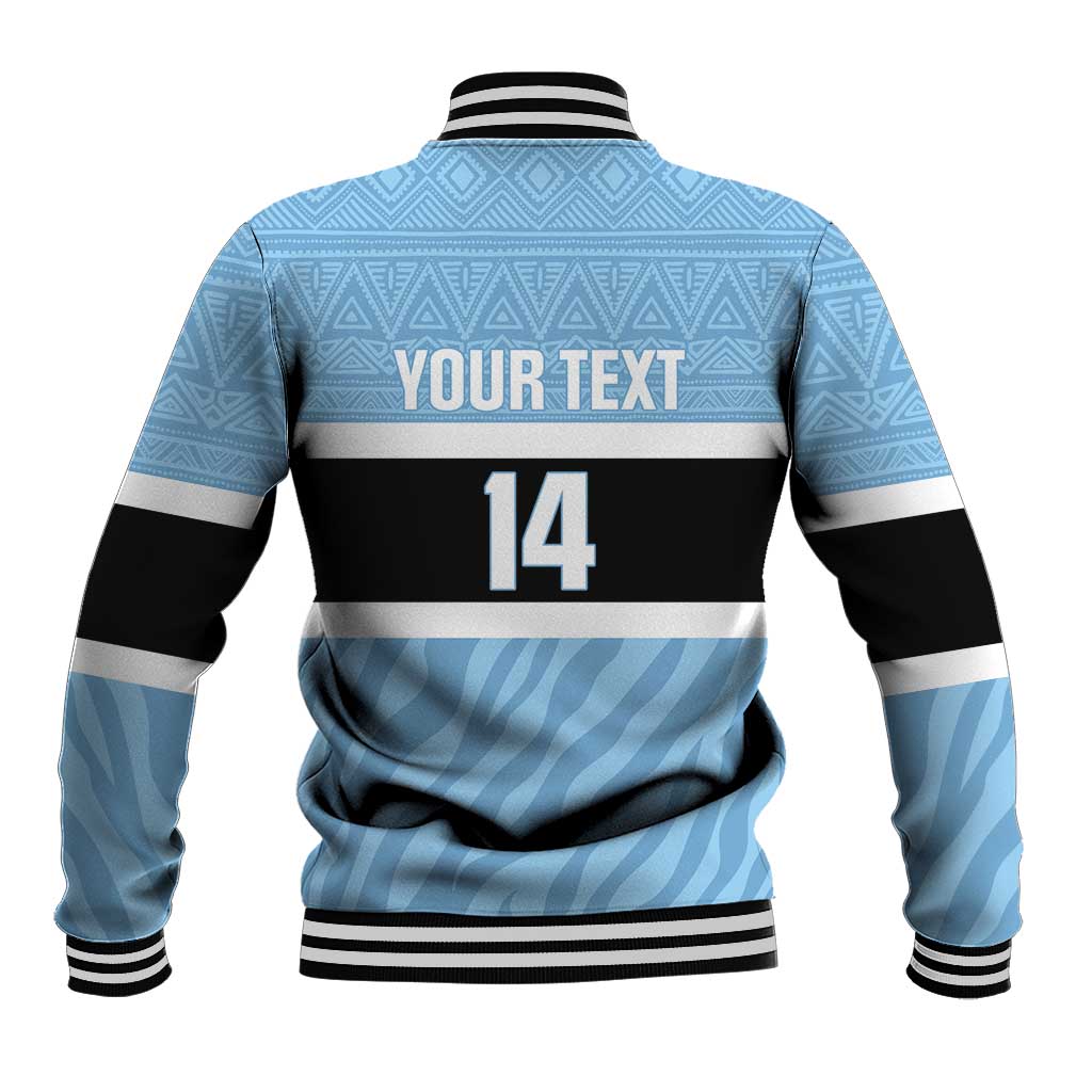 Afro Cricket Botswana Custom Baseball Jacket Go Baggy Blues Zebra Mascot - African Pride