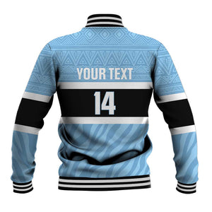 Afro Cricket Botswana Custom Baseball Jacket Go Baggy Blues Zebra Mascot - African Pride