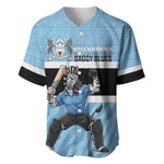 Afro Cricket Botswana Custom Baseball Jersey Go Baggy Blues Zebra Mascot - African Pride