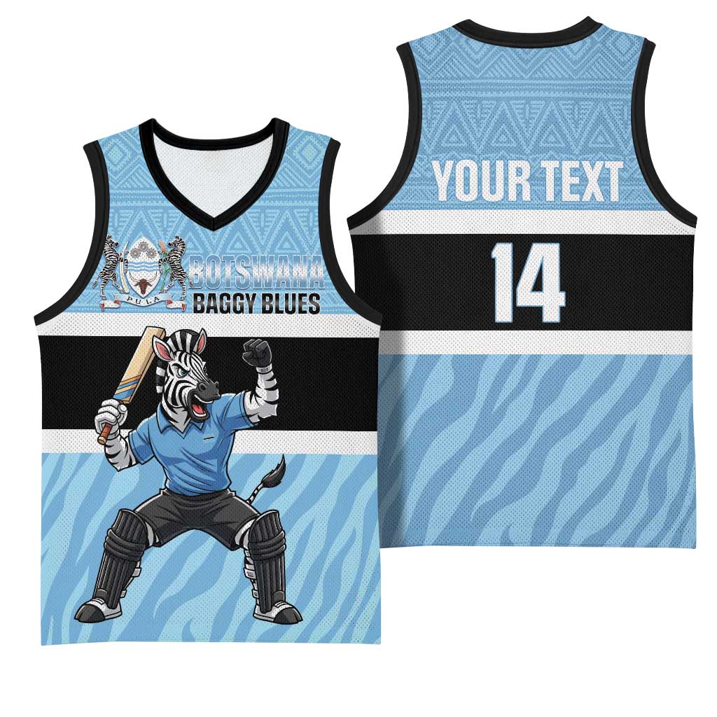 Afro Cricket Botswana Custom Basketball Jersey Go Baggy Blues Zebra Mascot LT14