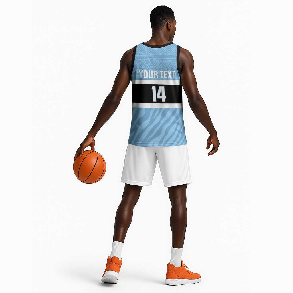Afro Cricket Botswana Custom Basketball Jersey Go Baggy Blues Zebra Mascot LT14