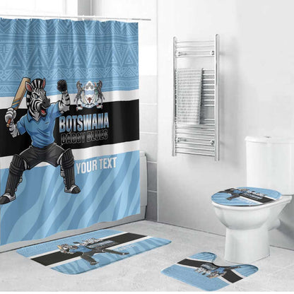 Custom Botswana Cricket Bathroom Set Go Baggy Blues Zebra Mascot