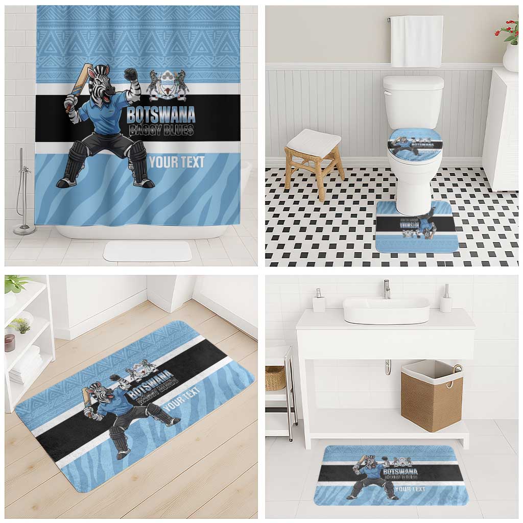 Custom Botswana Cricket Bathroom Set Go Baggy Blues Zebra Mascot