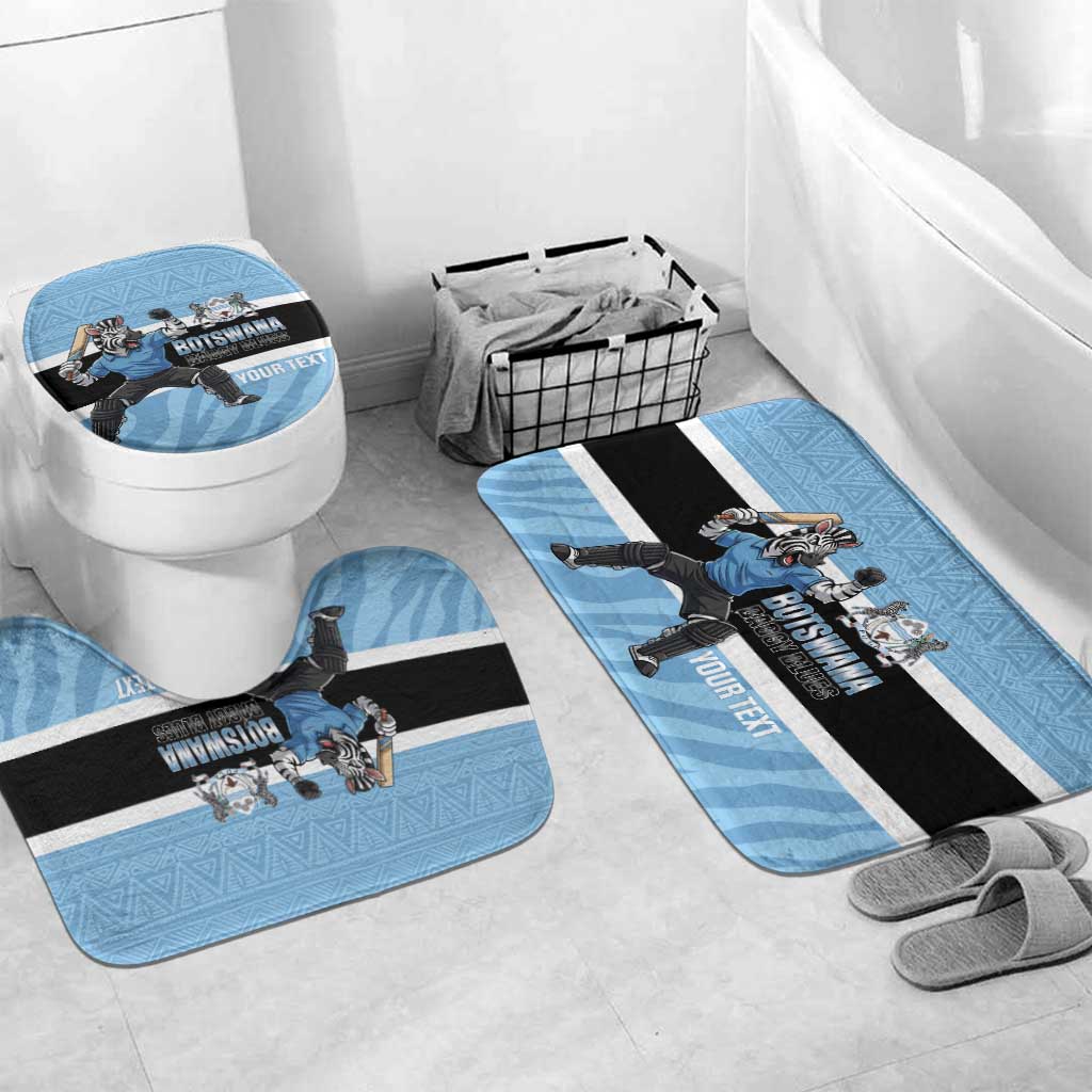 Custom Botswana Cricket Bathroom Set Go Baggy Blues Zebra Mascot