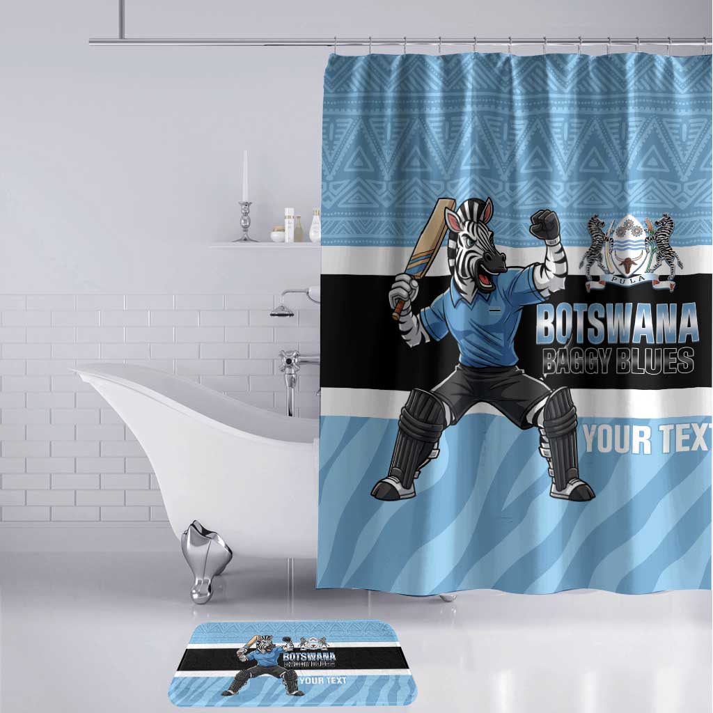 Custom Botswana Cricket Bathroom Set Go Baggy Blues Zebra Mascot