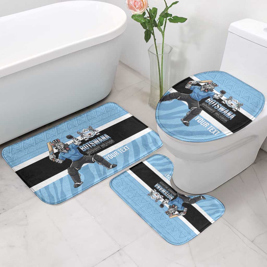 Custom Botswana Cricket Bathroom Set Go Baggy Blues Zebra Mascot