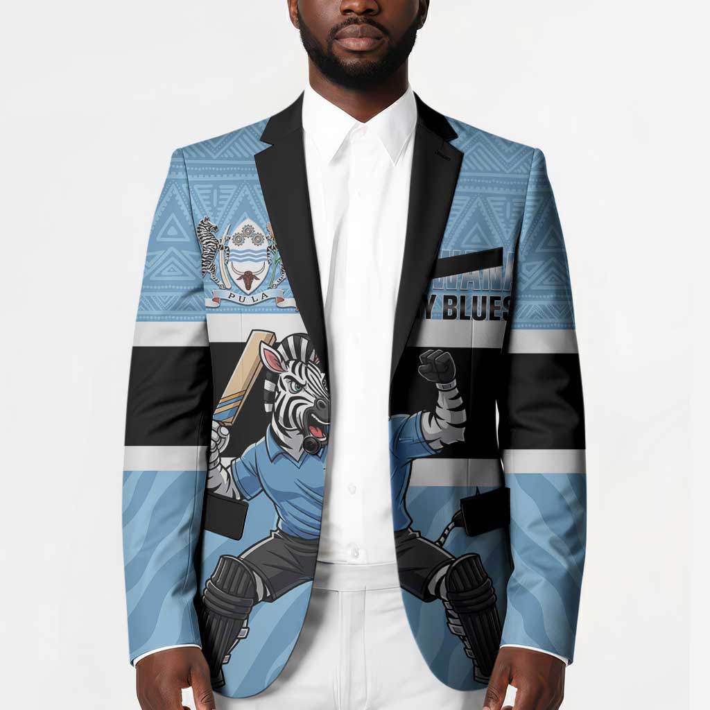 Custom Botswana Cricket Blazer Go Baggy Blues Zebra Mascot