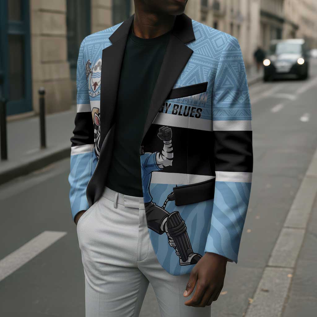 Custom Botswana Cricket Blazer Go Baggy Blues Zebra Mascot