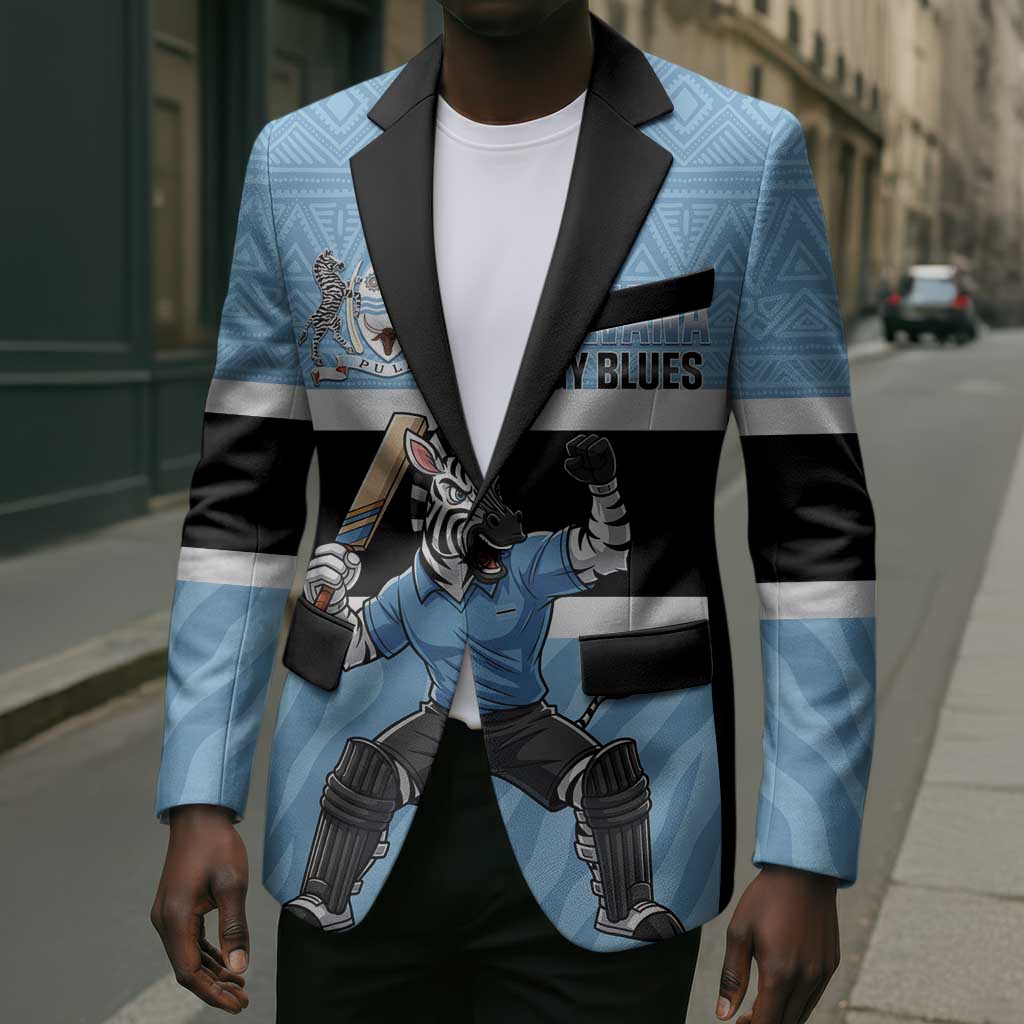 Custom Botswana Cricket Blazer Go Baggy Blues Zebra Mascot