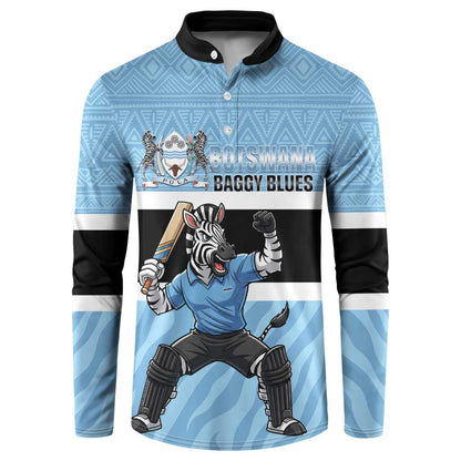 Custom Botswana Cricket Button Sweatshirt Go Baggy Blues Zebra Mascot