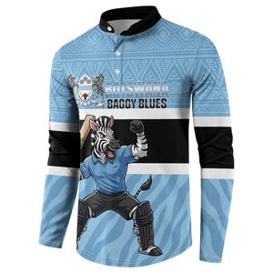 Custom Botswana Cricket Button Sweatshirt Go Baggy Blues Zebra Mascot