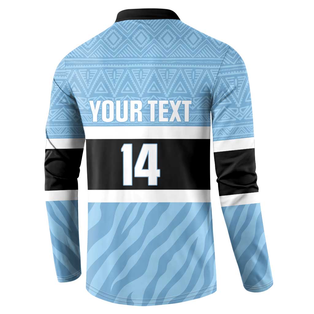 Custom Botswana Cricket Button Sweatshirt Go Baggy Blues Zebra Mascot