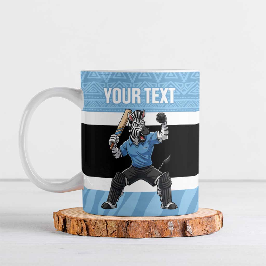 Custom Botswana Cricket Ceramic Mug Go Baggy Blues Zebra Mascot