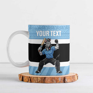 Custom Botswana Cricket Ceramic Mug Go Baggy Blues Zebra Mascot