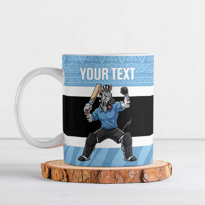 Custom Botswana Cricket Ceramic Mug Go Baggy Blues Zebra Mascot