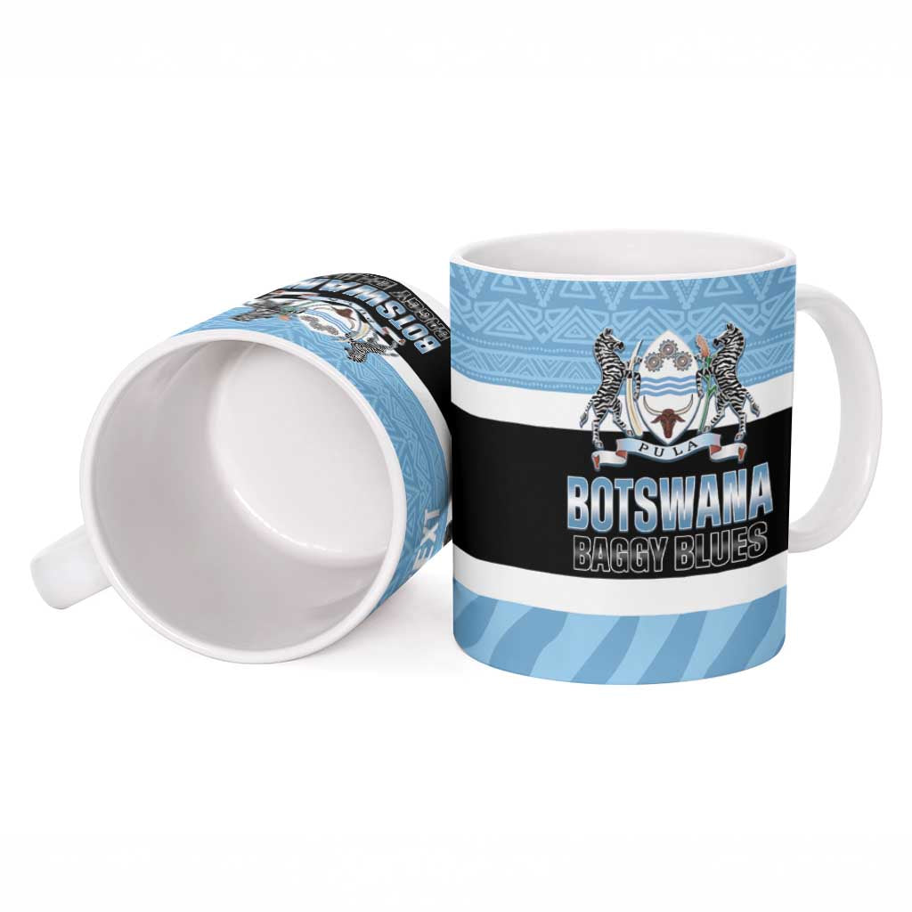 Custom Botswana Cricket Ceramic Mug Go Baggy Blues Zebra Mascot