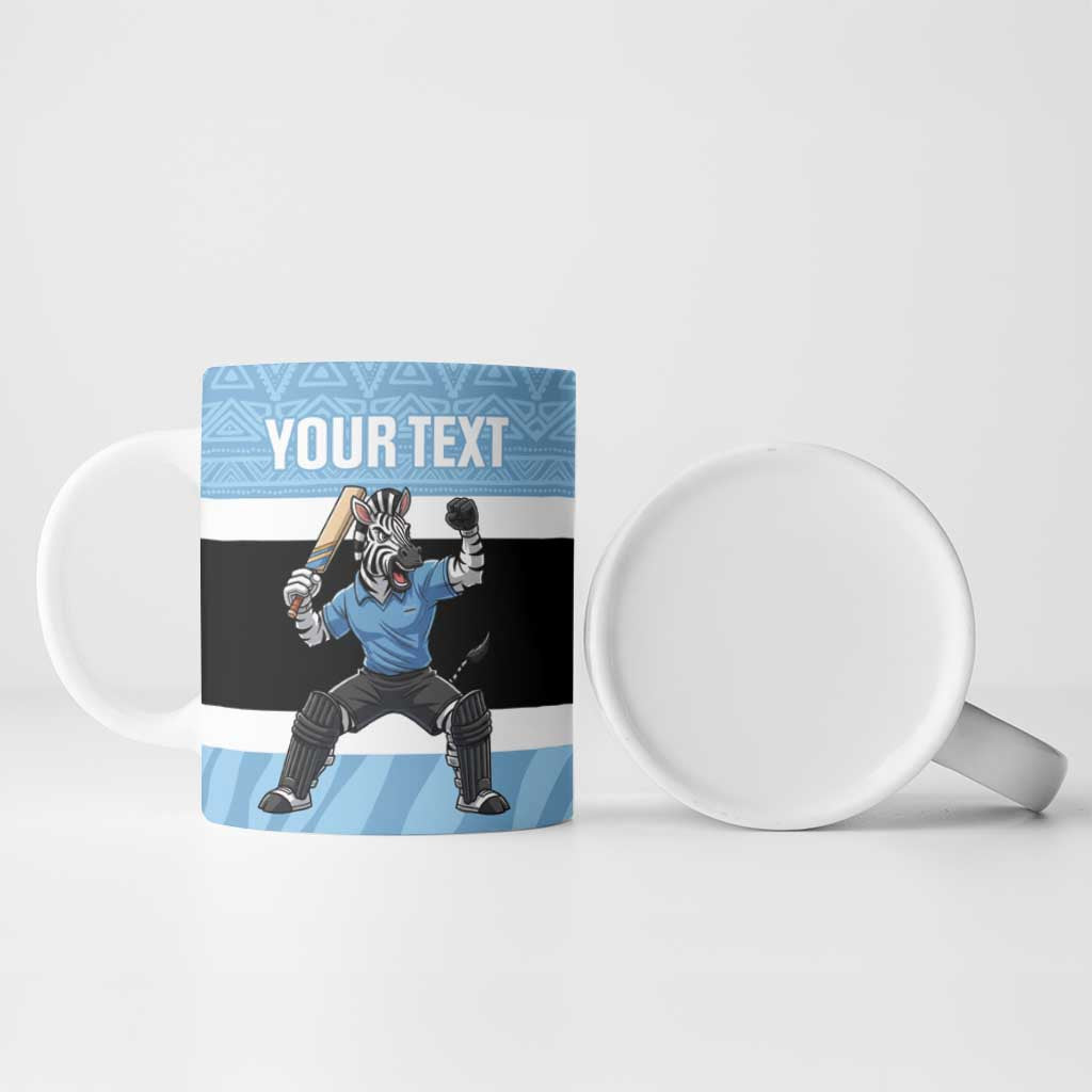 Custom Botswana Cricket Ceramic Mug Go Baggy Blues Zebra Mascot