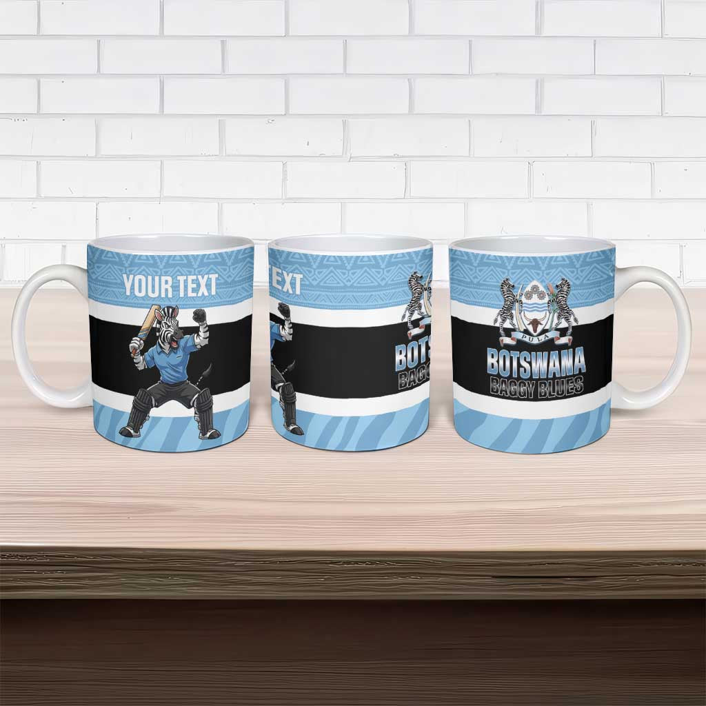 Custom Botswana Cricket Ceramic Mug Go Baggy Blues Zebra Mascot