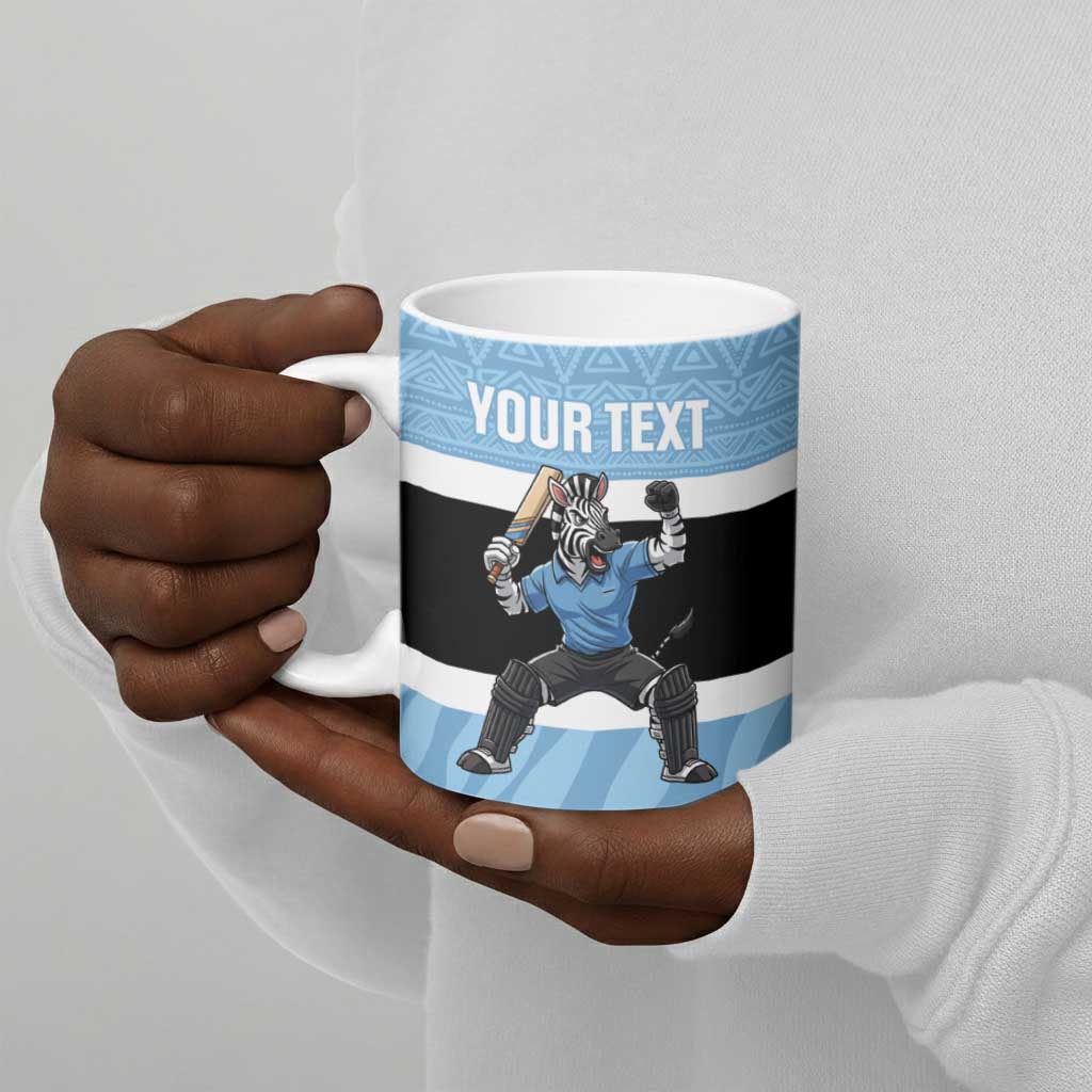 Custom Botswana Cricket Ceramic Mug Go Baggy Blues Zebra Mascot