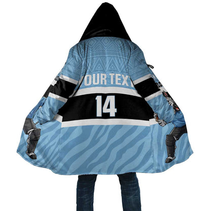 Custom Botswana Cricket Cloak Go Baggy Blues Zebra Mascot
