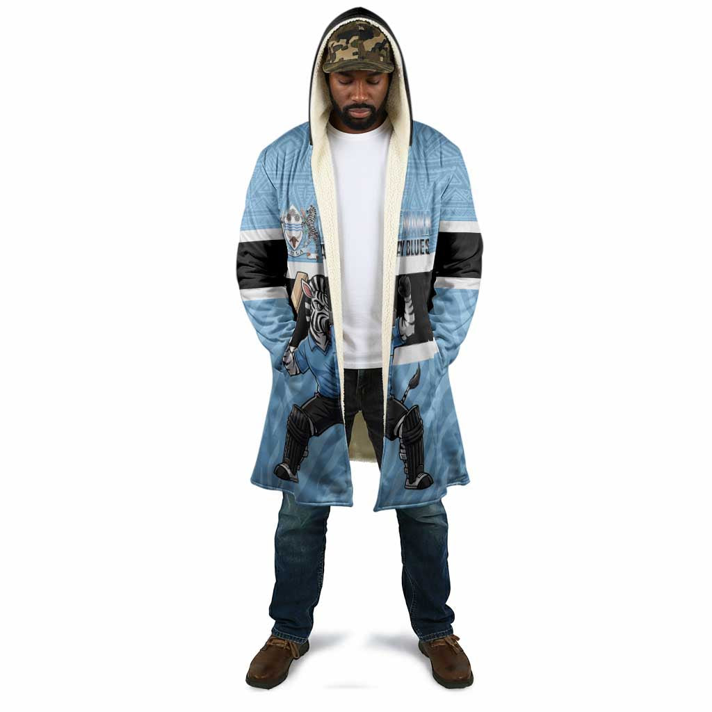 Custom Botswana Cricket Cloak Go Baggy Blues Zebra Mascot