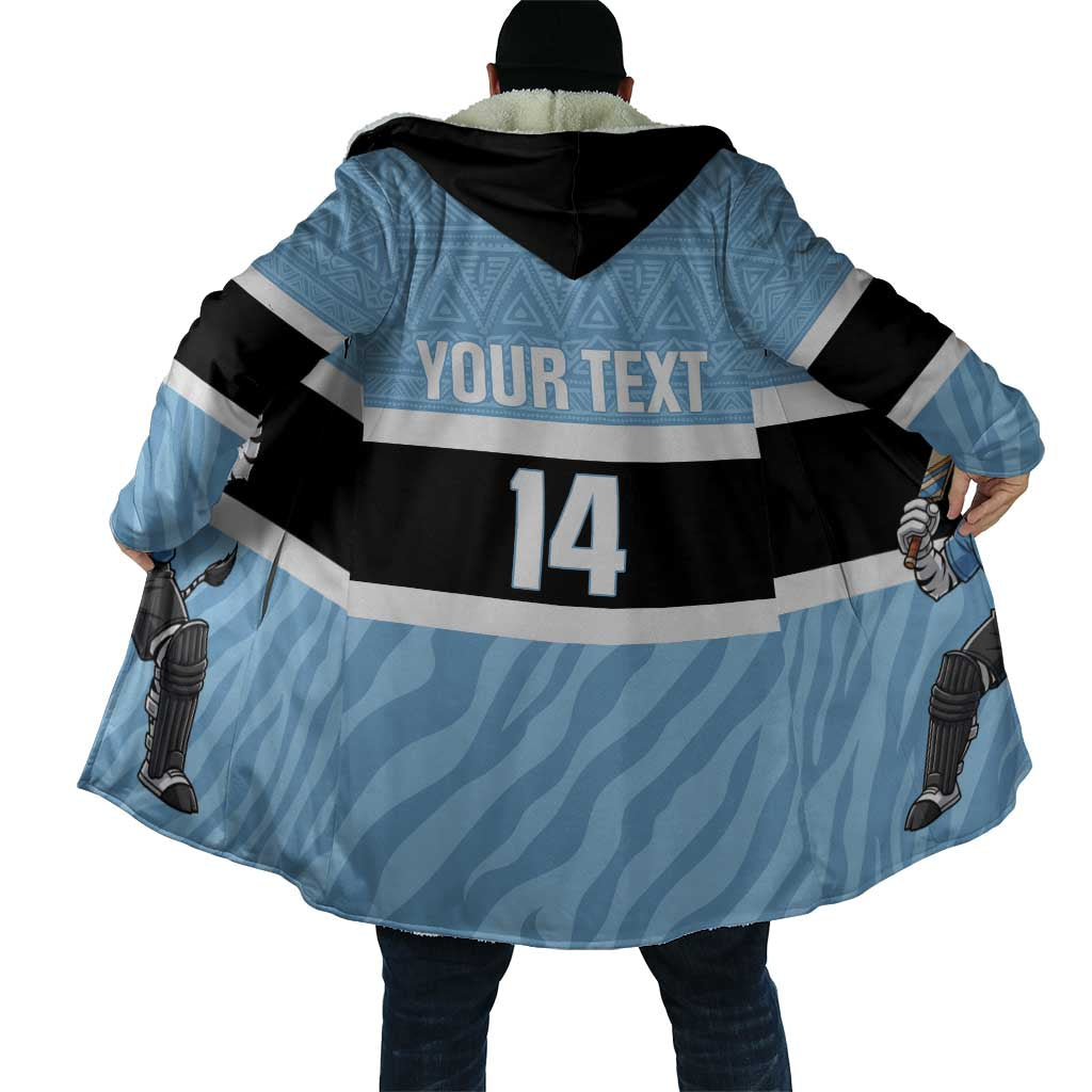 Custom Botswana Cricket Cloak Go Baggy Blues Zebra Mascot