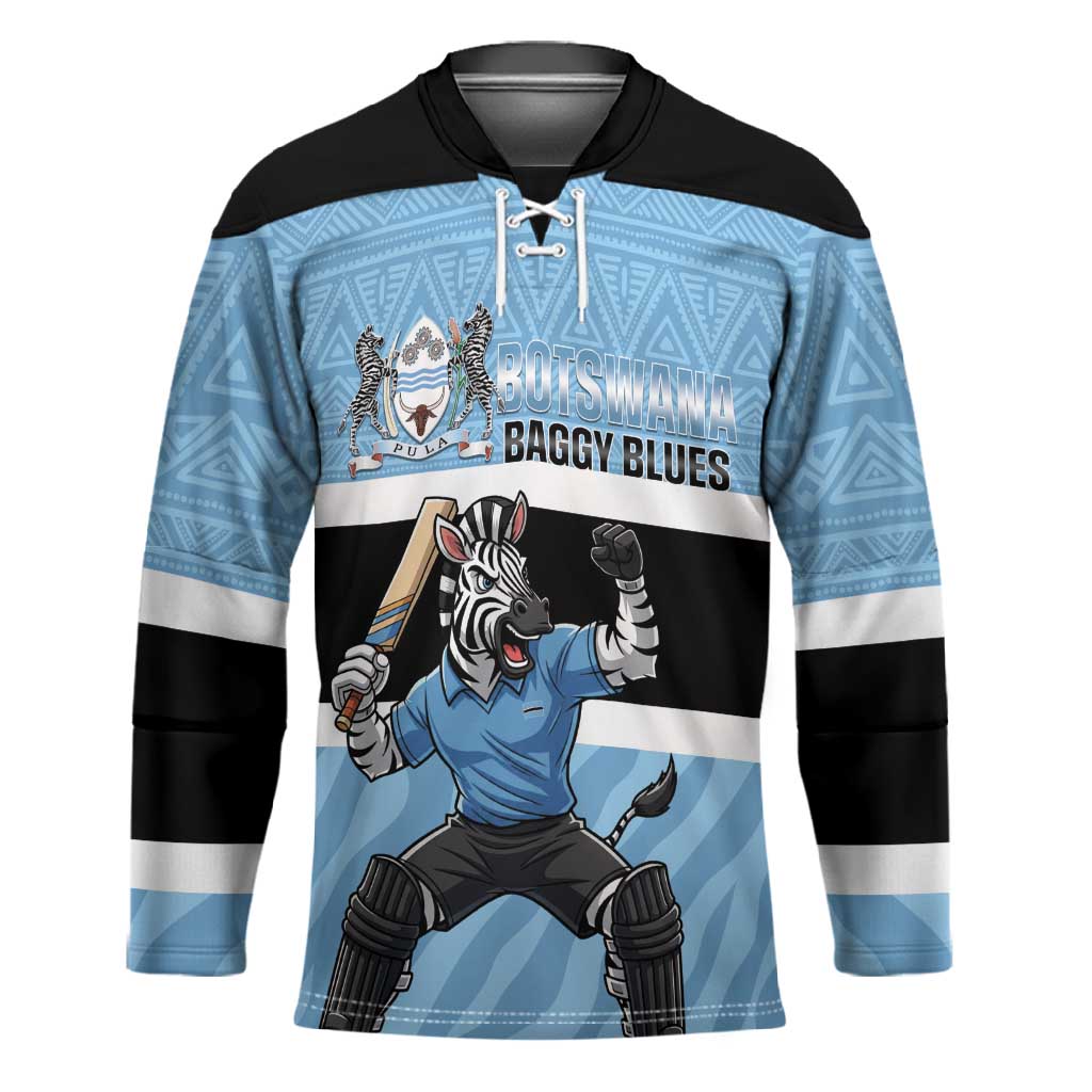 Custom Botswana Cricket Hockey Jersey Go Baggy Blues Zebra Mascot