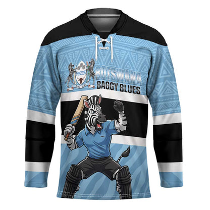 Custom Botswana Cricket Hockey Jersey Go Baggy Blues Zebra Mascot