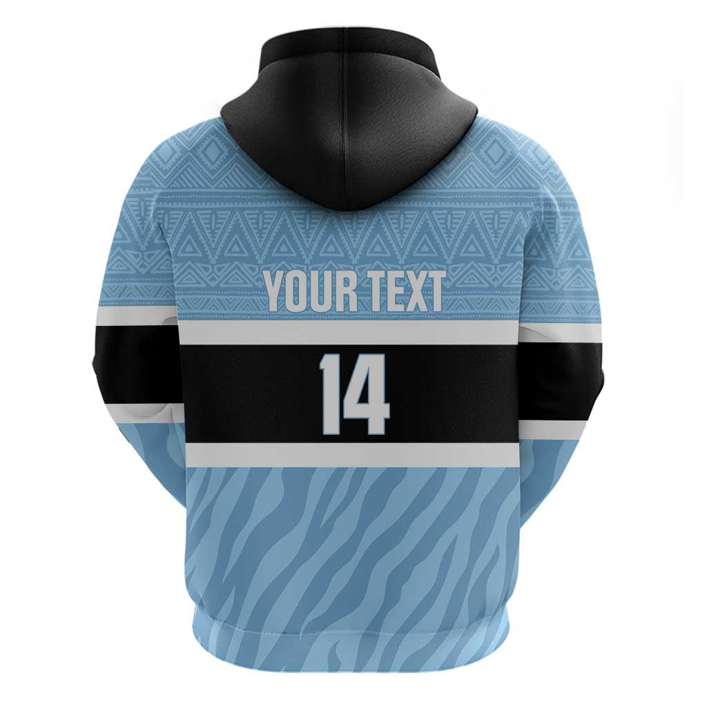 Afro Cricket Botswana Custom Hoodie Go Baggy Blues Zebra Mascot - African Pride