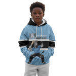 Afro Cricket Botswana Custom Kid Hoodie Go Baggy Blues Zebra Mascot - African Pride