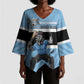 Custom Botswana Cricket Kimono Sleeve Blouse Go Baggy Blues Zebra Mascot