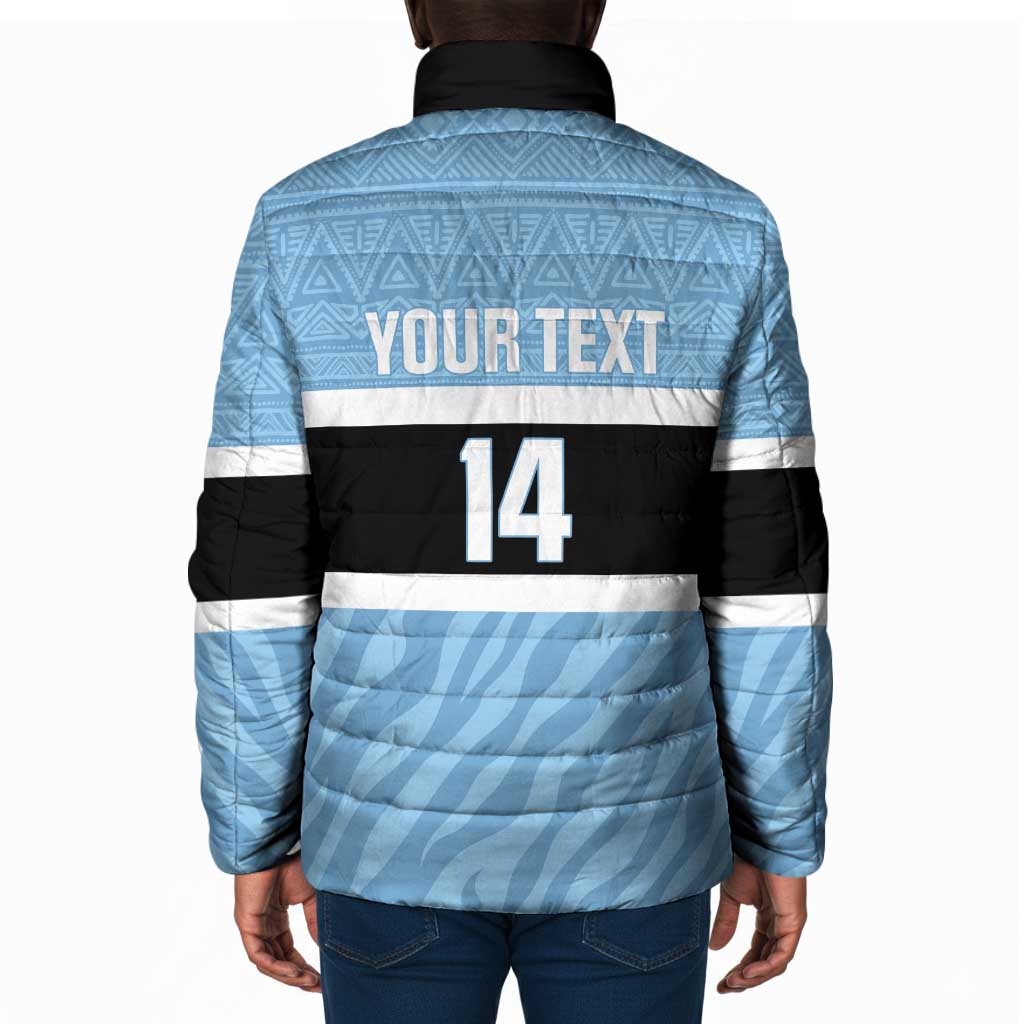 Custom Botswana Cricket Padded Jacket Go Baggy Blues Zebra Mascot