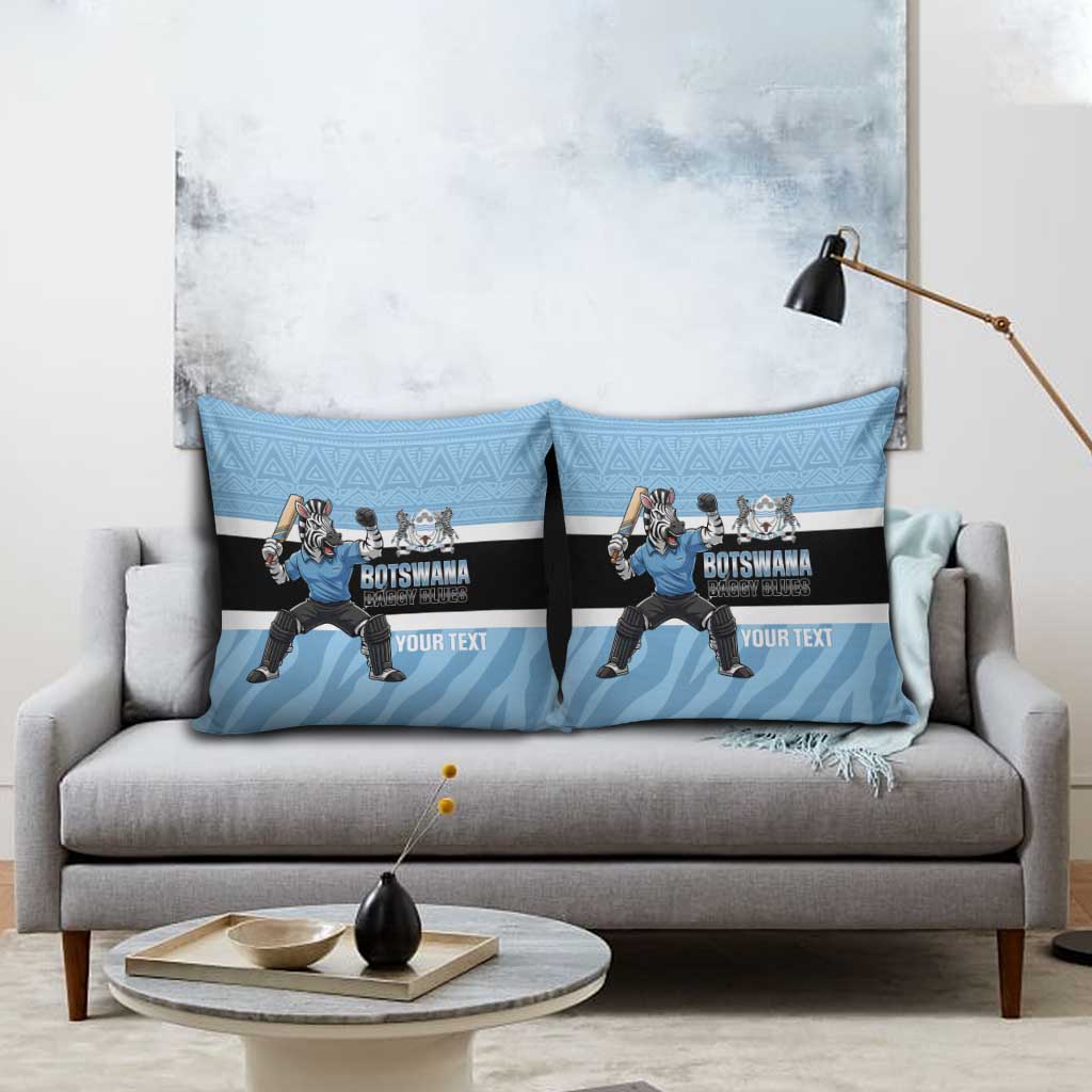 Custom Botswana Cricket Pillow Cover Go Baggy Blues Zebra Mascot