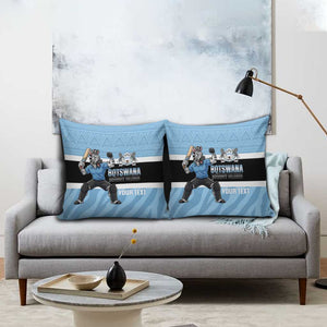 Custom Botswana Cricket Pillow Cover Go Baggy Blues Zebra Mascot