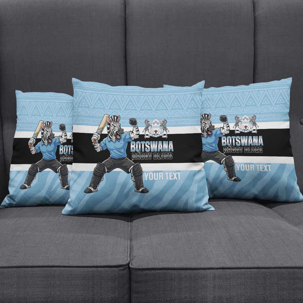 Custom Botswana Cricket Pillow Cover Go Baggy Blues Zebra Mascot