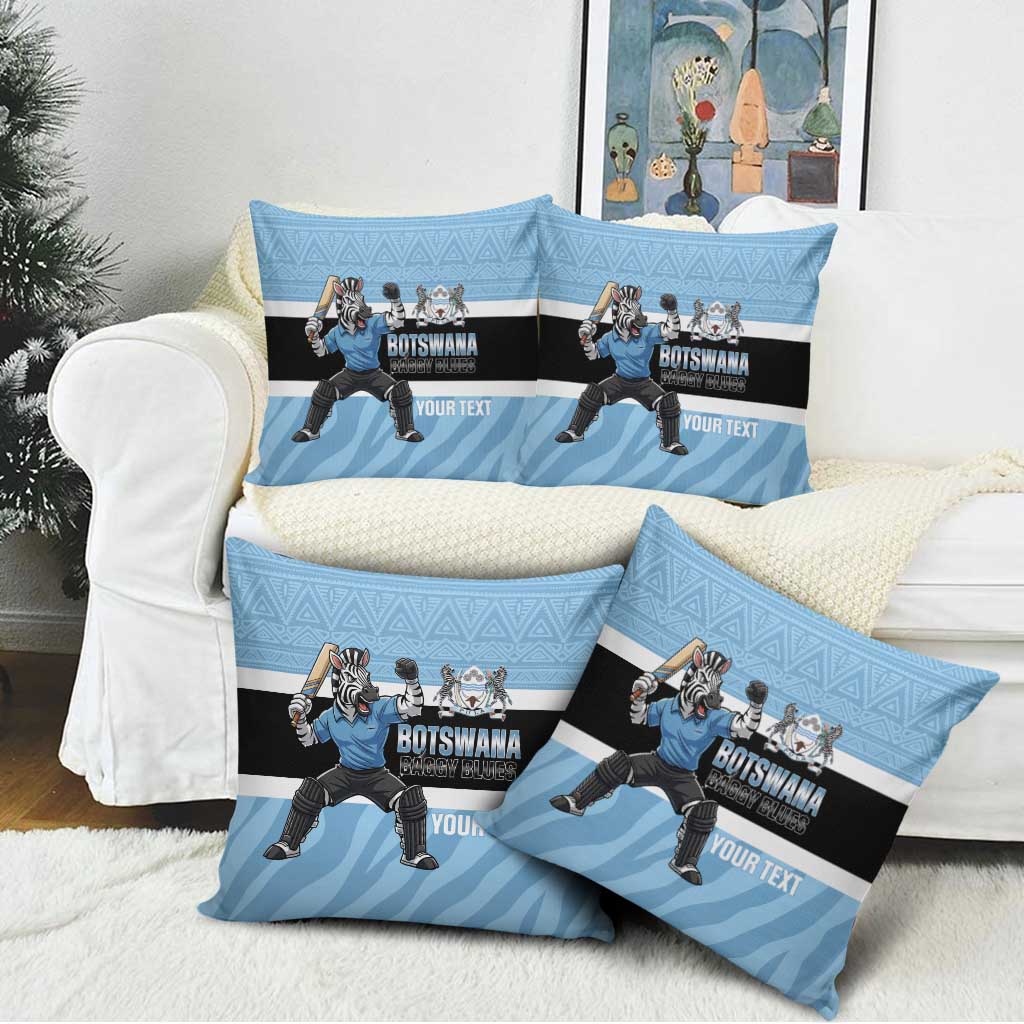 Custom Botswana Cricket Pillow Cover Go Baggy Blues Zebra Mascot