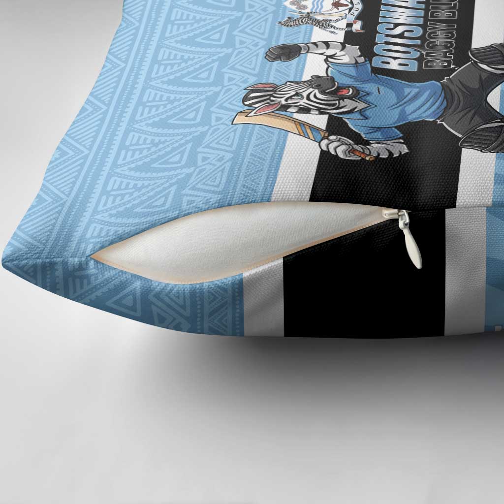 Custom Botswana Cricket Pillow Cover Go Baggy Blues Zebra Mascot