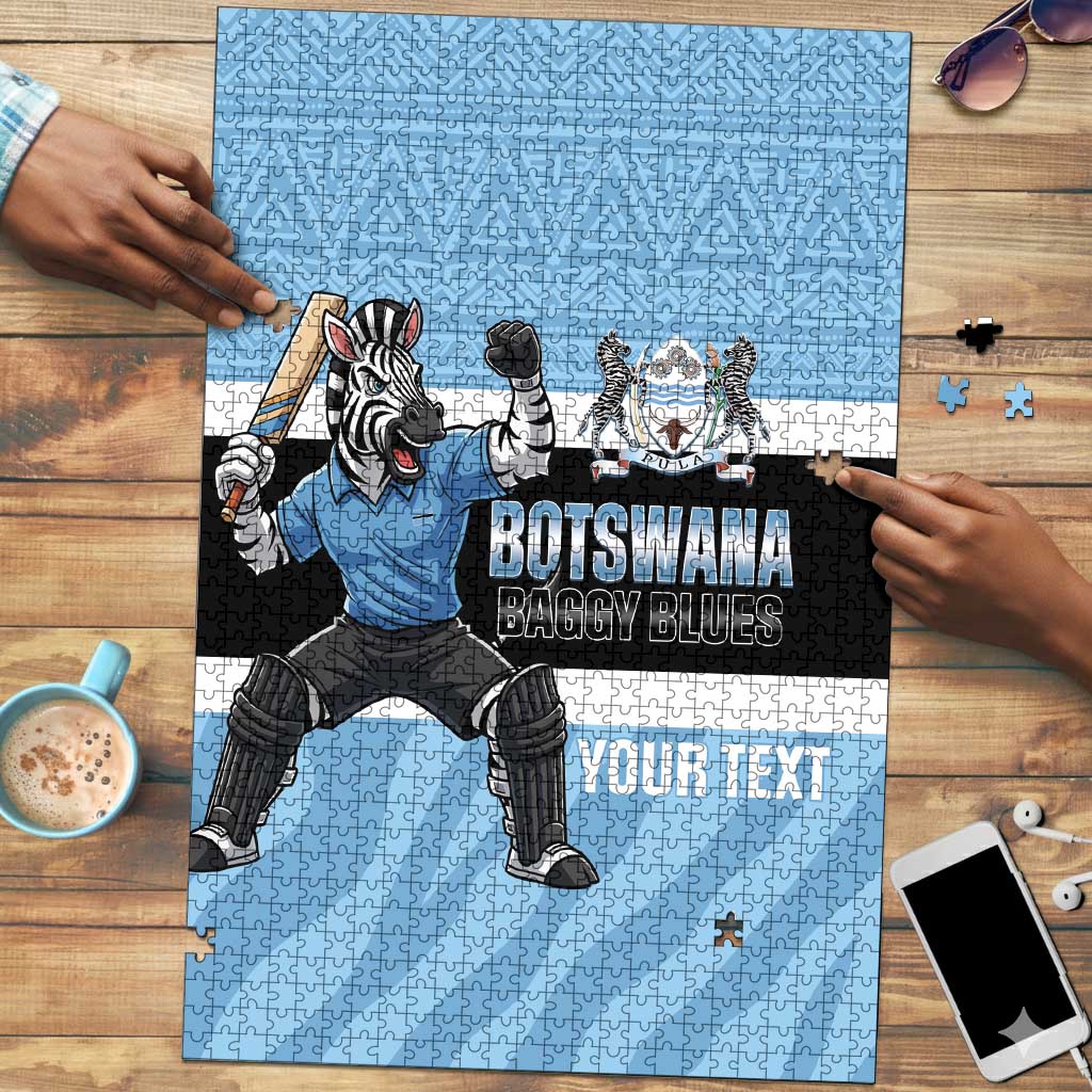 Custom Botswana Cricket Puzzle Go Baggy Blues Zebra Mascot