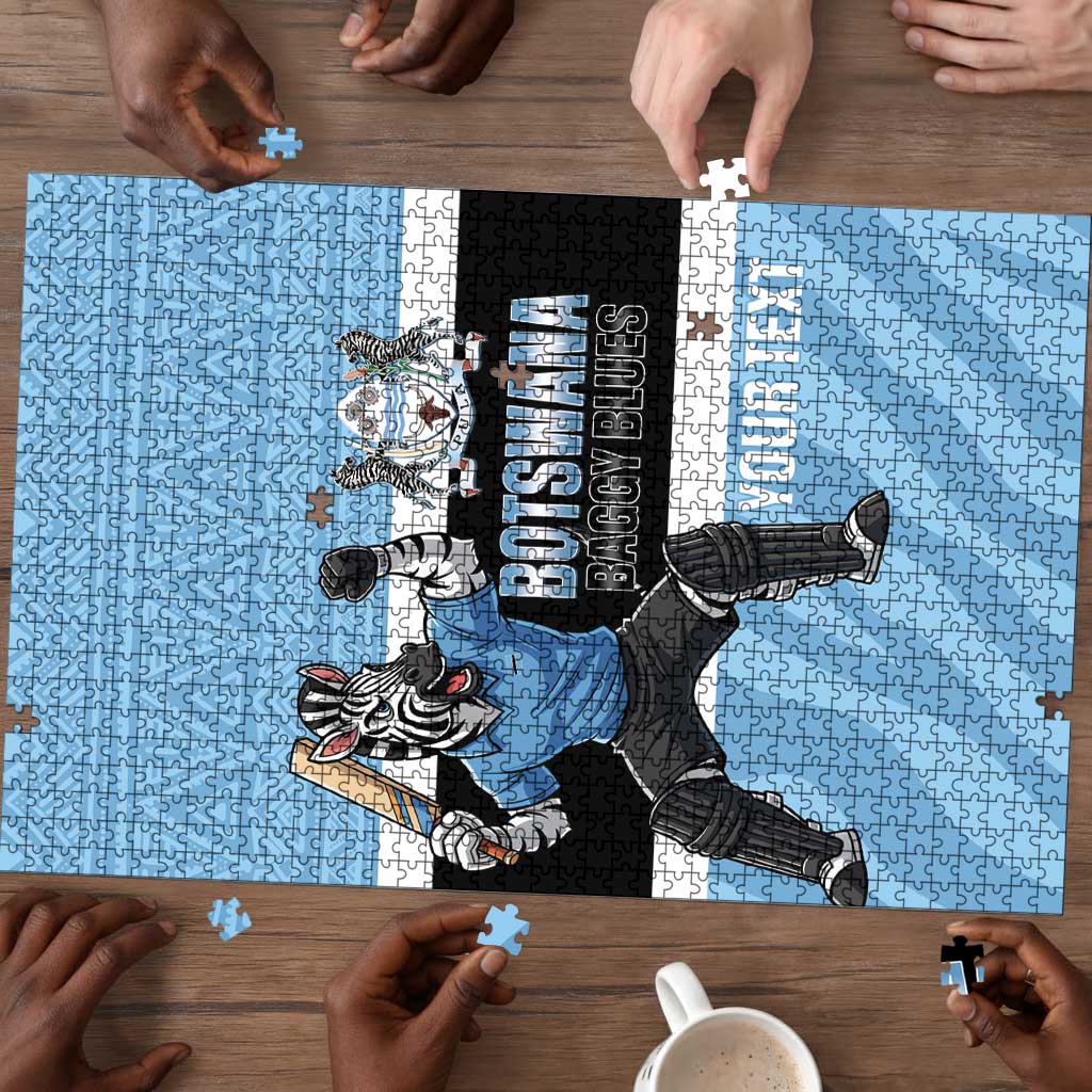Custom Botswana Cricket Puzzle Go Baggy Blues Zebra Mascot