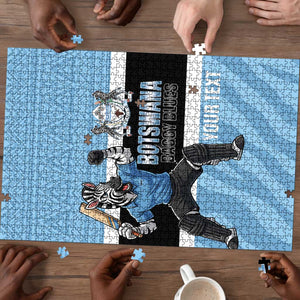 Custom Botswana Cricket Puzzle Go Baggy Blues Zebra Mascot