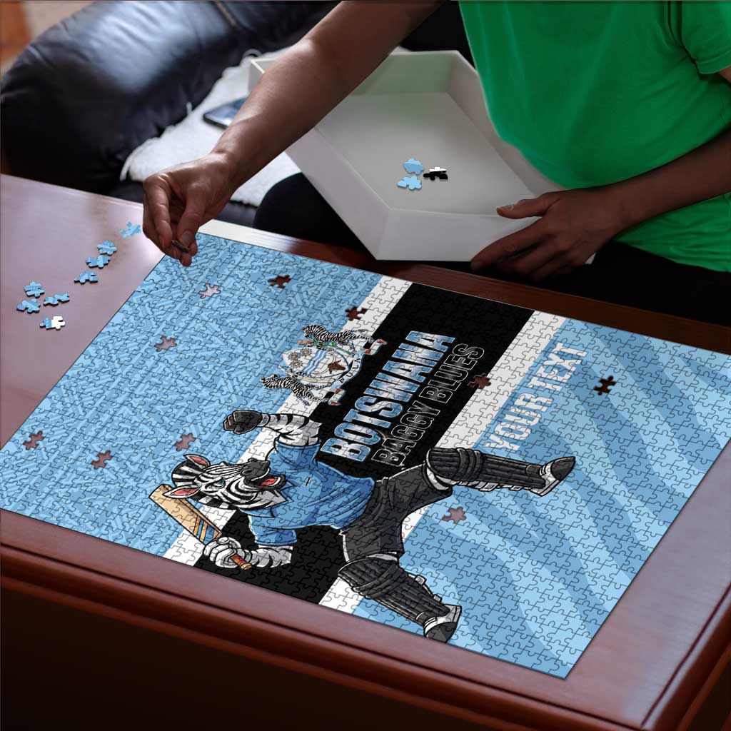 Custom Botswana Cricket Puzzle Go Baggy Blues Zebra Mascot
