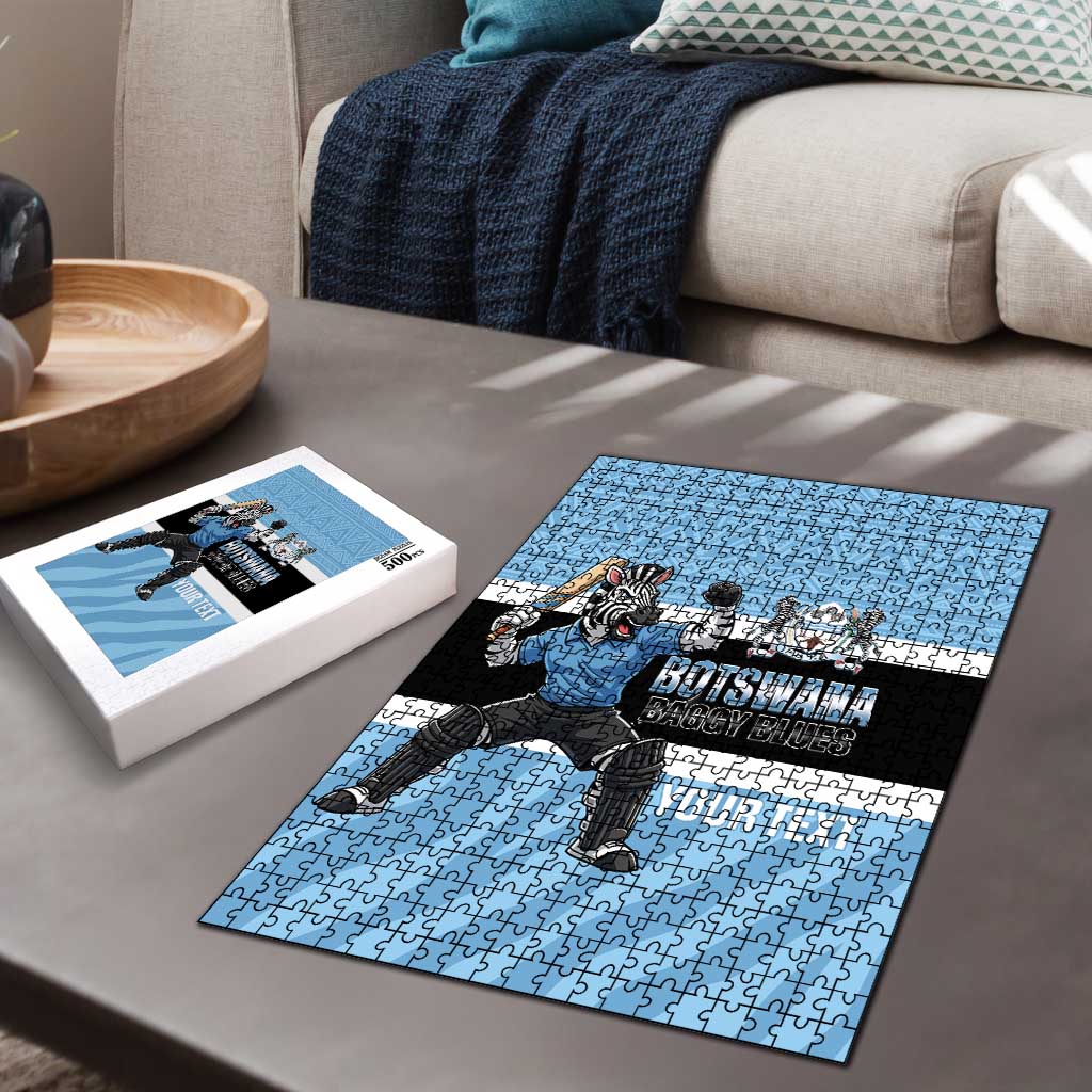 Custom Botswana Cricket Puzzle Go Baggy Blues Zebra Mascot